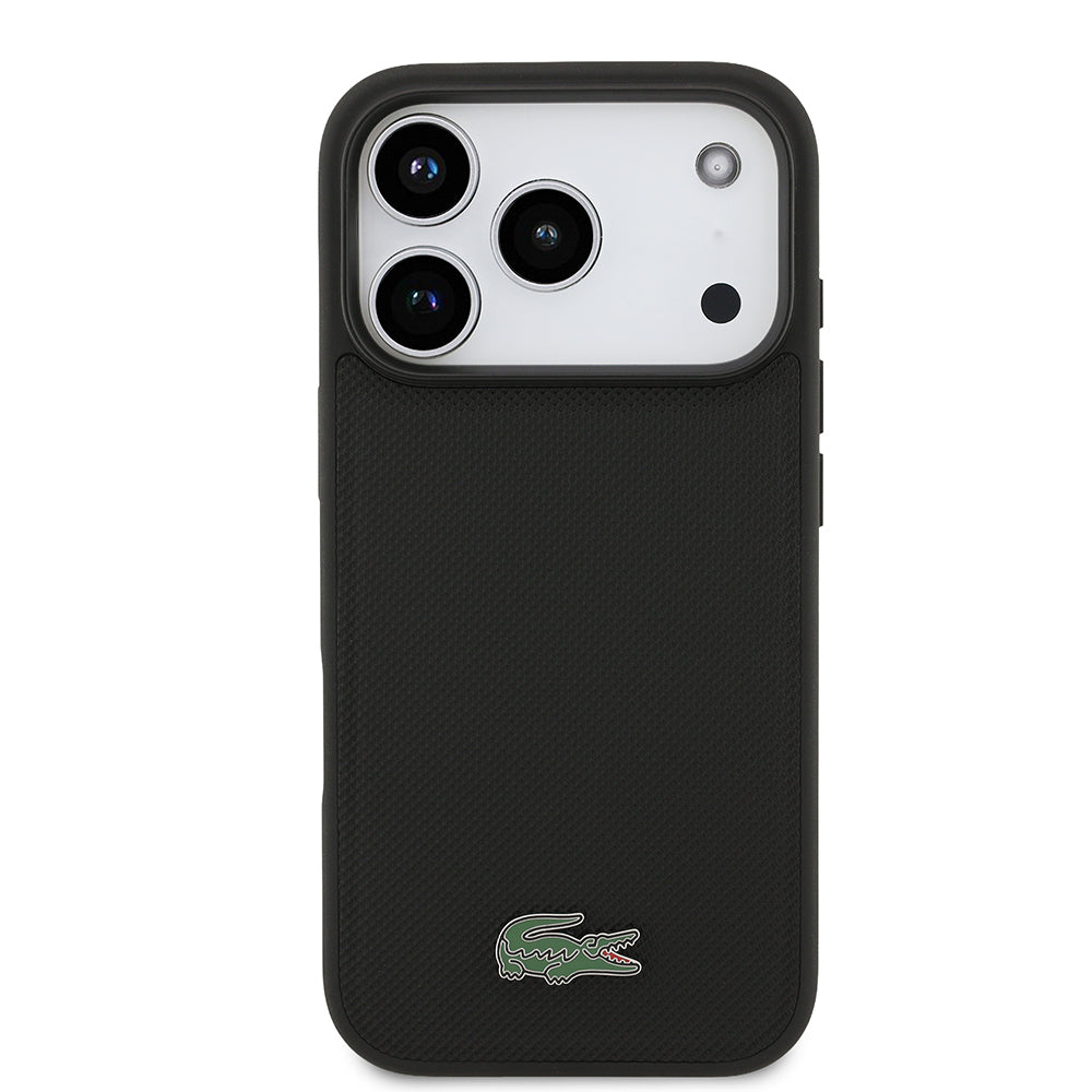Apple iPhone 18 Pro Kılıf Lacoste Orjinal Lisanslı M-safe Şarj Özellikli PU Pike Desenli Metal Logolu Kapak