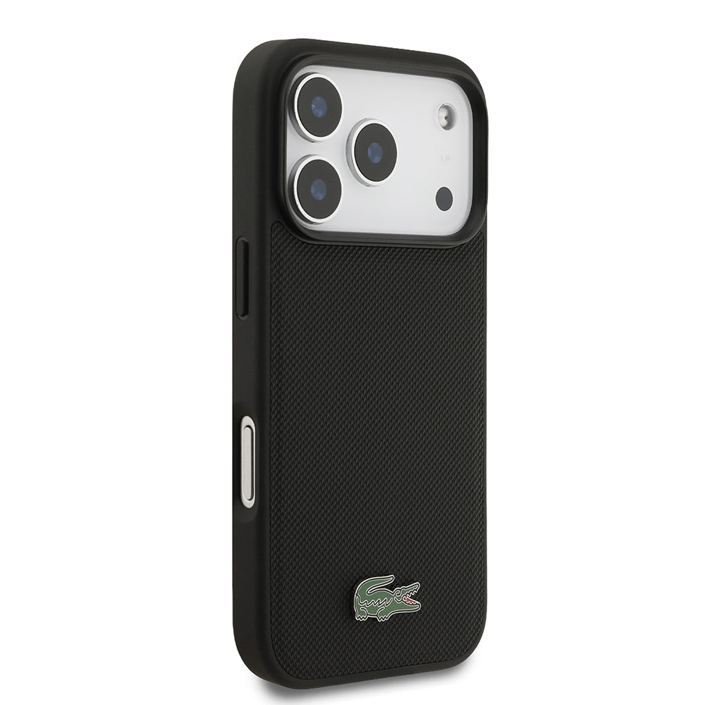 Apple iPhone 18 Pro Kılıf Lacoste Orjinal Lisanslı M-safe Şarj Özellikli PU Pike Desenli Metal Logolu Kapak