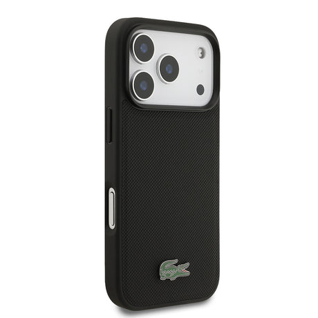 Apple iPhone 18 Pro Kılıf Lacoste Orjinal Lisanslı M-safe Şarj Özellikli PU Pike Desenli Metal Logolu Kapak