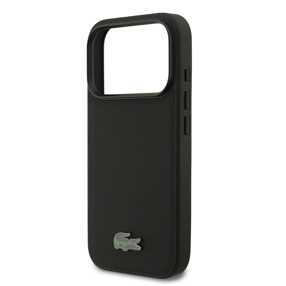 Apple iPhone 18 Pro Kılıf Lacoste Orjinal Lisanslı M-safe Şarj Özellikli PU Pike Desenli Metal Logolu Kapak