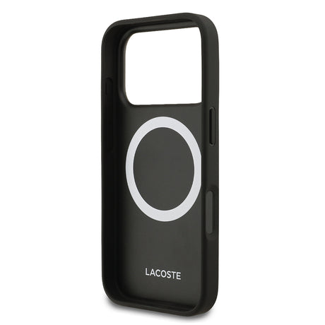 Apple iPhone 18 Pro Kılıf Lacoste Orjinal Lisanslı M-safe Şarj Özellikli PU Pike Desenli Metal Logolu Kapak