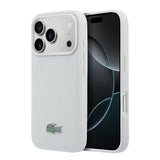 Apple iPhone 18 Pro Kılıf Lacoste Orjinal Lisanslı M-safe Şarj Özellikli PU Pike Desenli Metal Logolu Kapak
