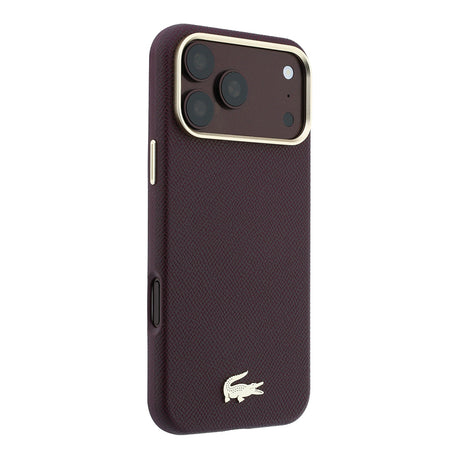 Apple iPhone 18 Pro Kılıf Lacoste Orjinal Lisanslı M-Safe Şarj Özellikli PVC Yarı Pike Desenli Arka Yüzey İkonik Timsah Dokuma Logolu Kapak