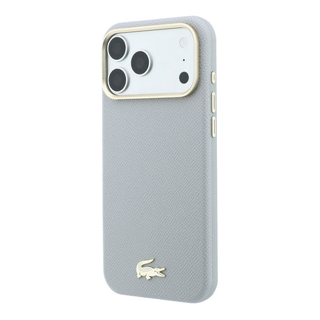 Apple iPhone 18 Pro Kılıf Lacoste Orjinal Lisanslı M-Safe Şarj Özellikli PVC Yarı Pike Desenli Arka Yüzey İkonik Timsah Dokuma Logolu Kapak