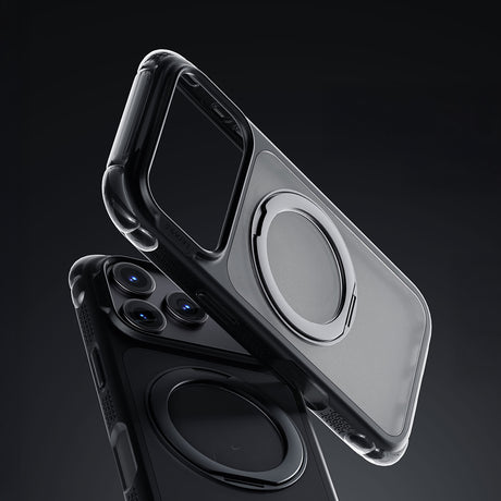 Apple iPhone 18 Pro Kılıf Lenyes Air Bumper Serisi M-safe Şarj Özellikli Airbag Tasarımlı Standlı Kapak