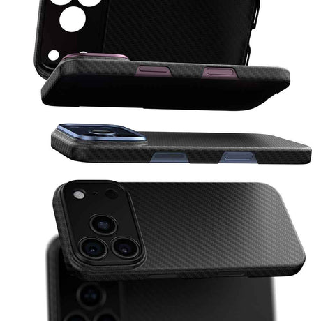 Apple iPhone 18 Pro Kılıf M-safe Şarj Özellikli 1500D Aramid Fiber Lens Korumalı Amazingthing Titan Max Serisi Karbon Kapak