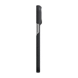 Apple iPhone 18 Pro Kılıf M-safe Şarj Özellikli 1500D Aramid Karbon Fiber Pitaka Ultra-Slim Classic Serisi Black-Grey Twill Kapak
