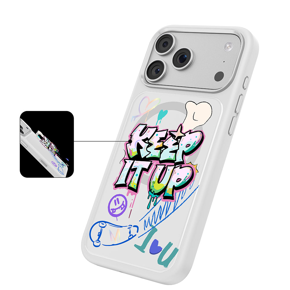 Apple iPhone 18 Pro Kılıf M-safe Şarj Özellikli 3D Baskılı Tasarım Mutural Graffiti Serisi Kapak