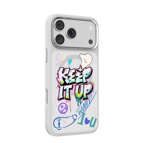 Apple iPhone 18 Pro Kılıf M-safe Şarj Özellikli 3D Baskılı Tasarım Mutural Graffiti Serisi Kapak
