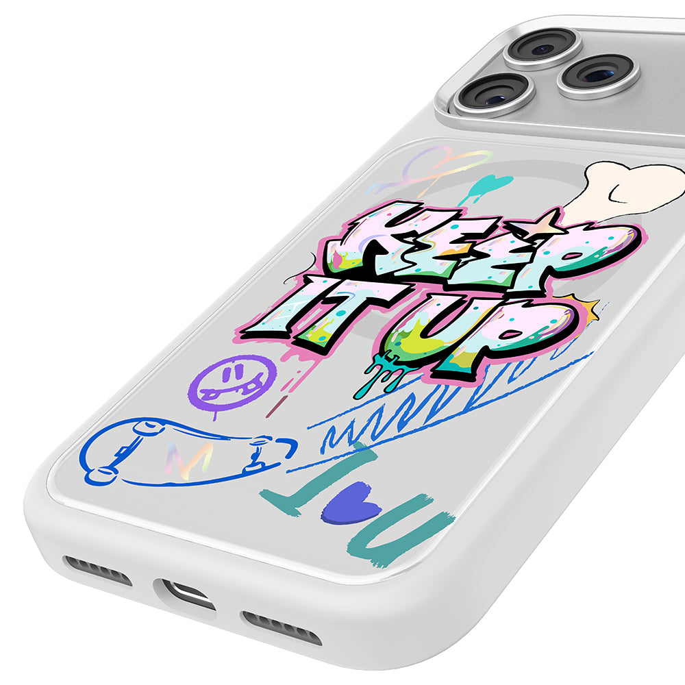 Apple iPhone 18 Pro Kılıf M-safe Şarj Özellikli 3D Baskılı Tasarım Mutural Graffiti Serisi Kapak