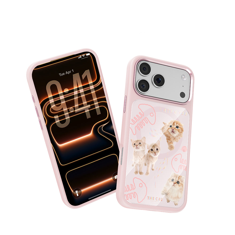 Apple iPhone 18 Pro Kılıf M-safe Şarj Özellikli 3D Baskılı Tasarım Mutural The Cat Serisi Kapak