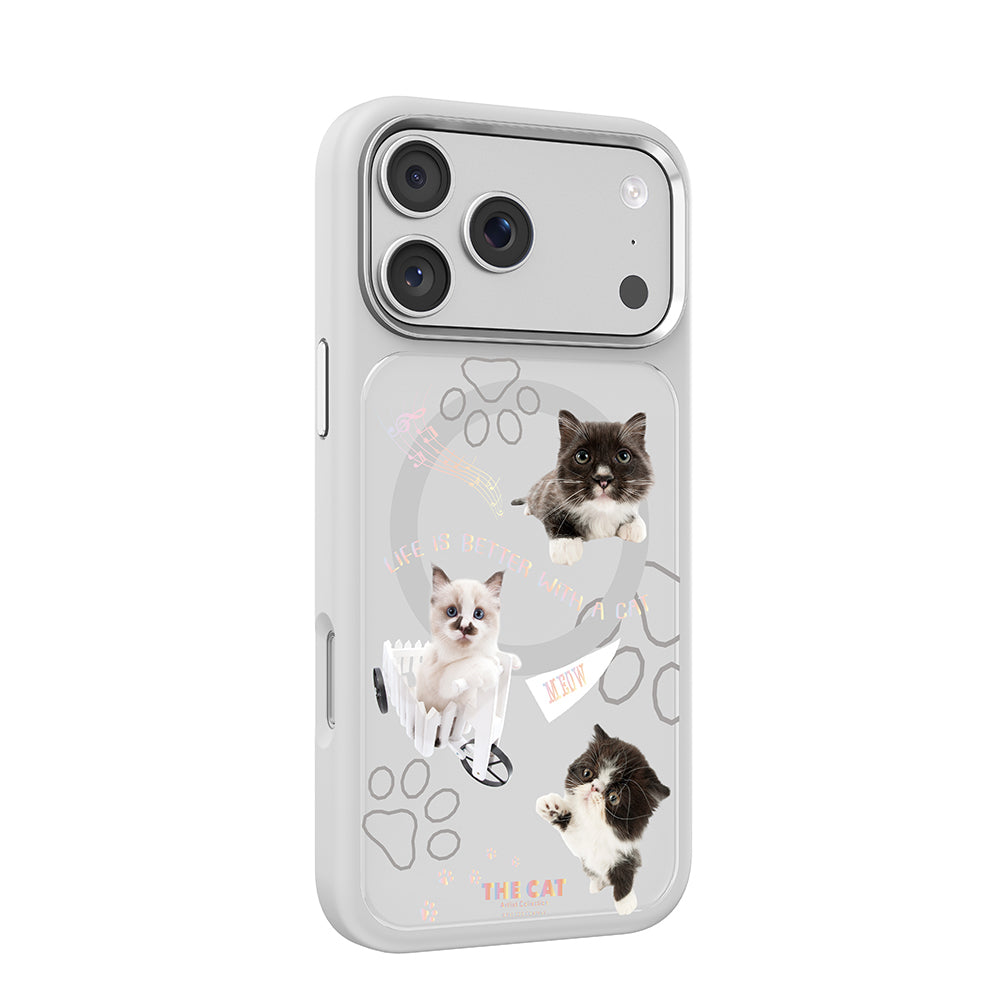 Apple iPhone 18 Pro Kılıf M-safe Şarj Özellikli 3D Baskılı Tasarım Mutural The Cat Serisi Kapak