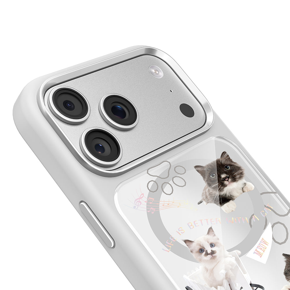 Apple iPhone 18 Pro Kılıf M-safe Şarj Özellikli 3D Baskılı Tasarım Mutural The Cat Serisi Kapak