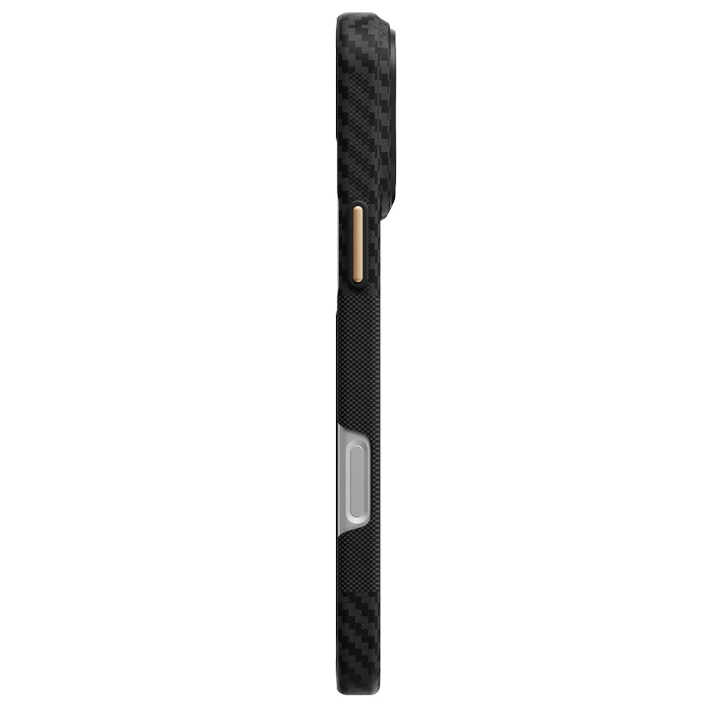 Apple iPhone 18 Pro Kılıf M-safe Şarj Özellikli 600D Metal Kamera Çerçeveli Raptic Aramid Karbon Fiber Geotik Serisi Kapak