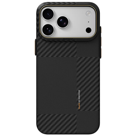 Apple iPhone 18 Pro Kılıf M-safe Şarj Özellikli 600D Metal Kamera Çerçeveli Raptic Aramid Karbon Fiber Geotik Serisi Kapak