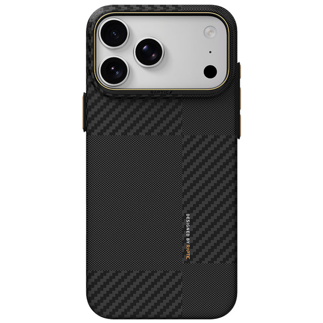 Apple iPhone 18 Pro Kılıf M-safe Şarj Özellikli 600D Metal Kamera Çerçeveli Raptic Aramid Karbon Fiber Geotik Serisi Kapak