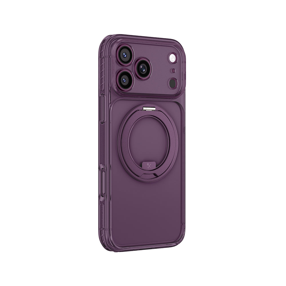 Apple iPhone 18 Pro Kılıf M-Safe Şarj Özellikli Airbag Tasarımlı Standlı Lens Korumalı AmazingThing Titan Pro MagSpin Kapak