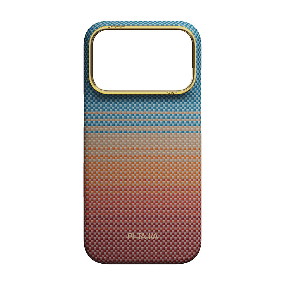 Apple iPhone 18 Pro Kılıf M-safe Şarj Özellikli Aramid Fiber Pitaka Sunset 2.0 California Dream Serisi Kapak