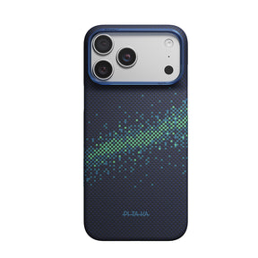 Apple iPhone 18 Pro Kılıf M-safe Şarj Özellikli Aramid Karbon Fiber Pitaka Tactile Woven Starpeak Serisi Milky Way Galaxy Kapak