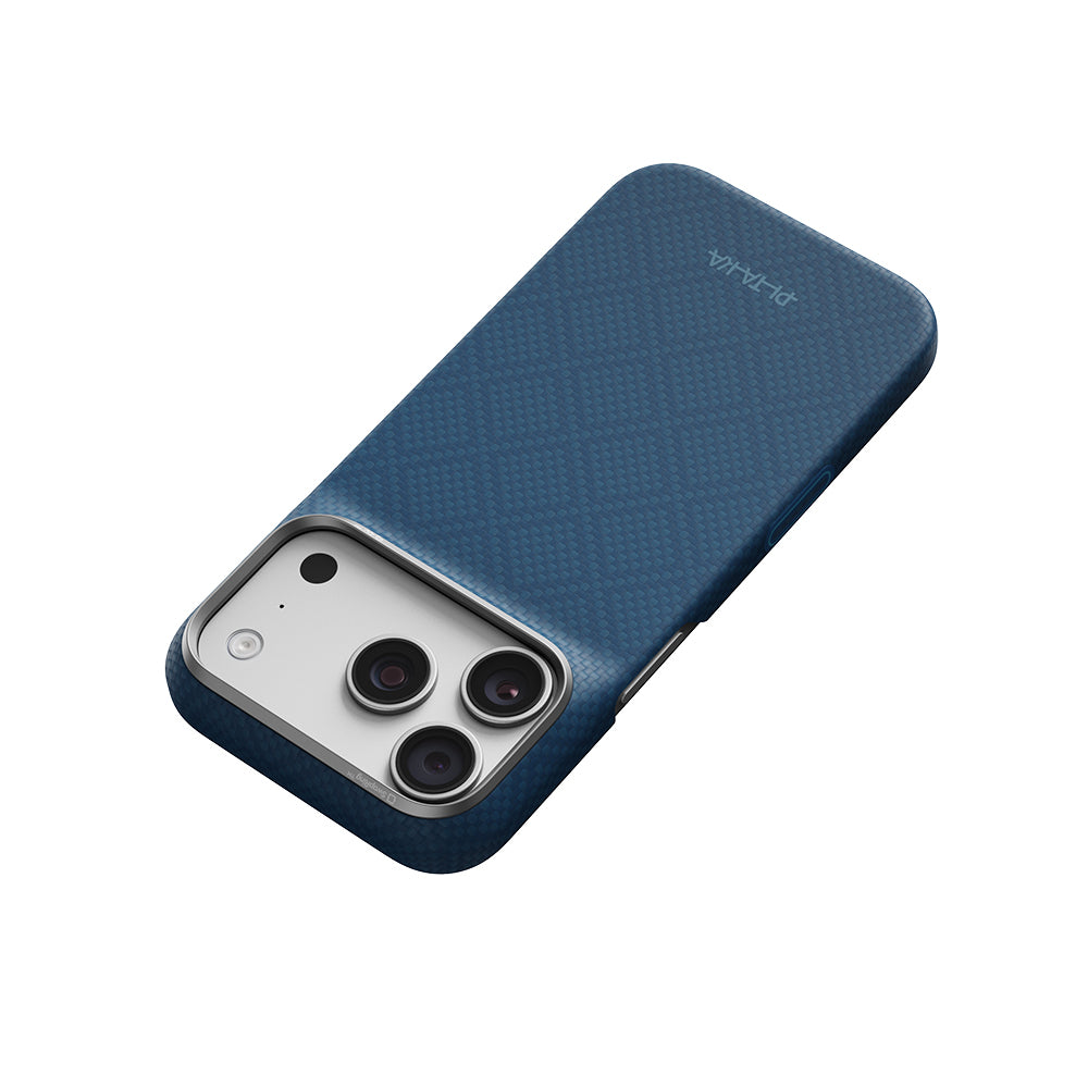 Apple iPhone 18 Pro Kılıf M-safe Şarj Özellikli Aramid Karbon Fiber Pitaka Argyle Serisi Kapak
