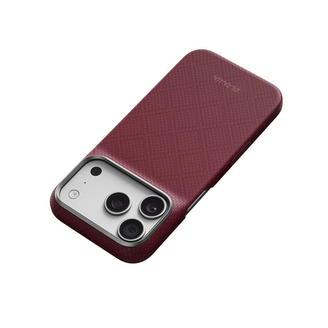 Apple iPhone 18 Pro Kılıf M-safe Şarj Özellikli Aramid Karbon Fiber Pitaka Argyle Serisi Kapak
