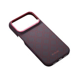 Apple iPhone 18 Pro Kılıf M-safe Şarj Özellikli Aramid Karbon Fiber Pitaka Argyle Serisi Kapak