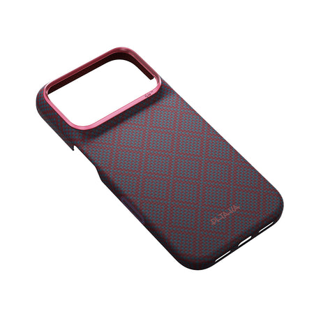 Apple iPhone 18 Pro Kılıf M-safe Şarj Özellikli Aramid Karbon Fiber Pitaka Argyle Serisi Kapak