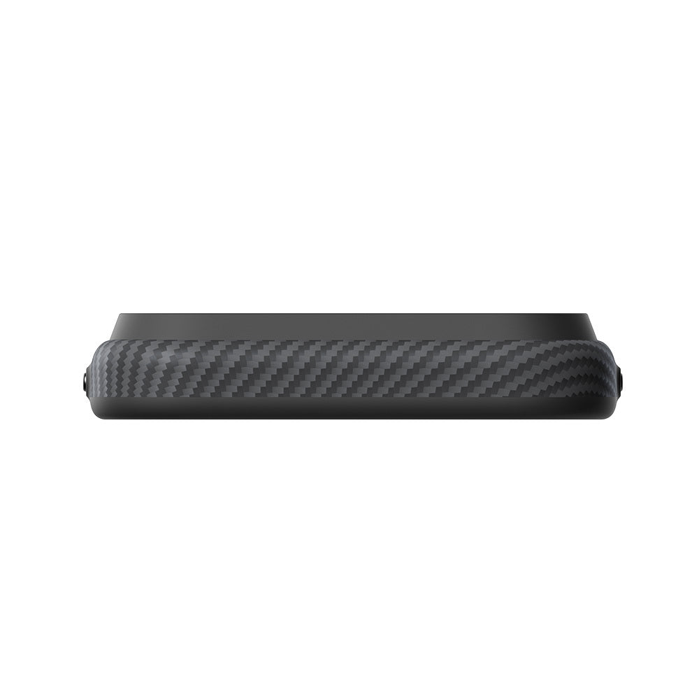 Apple iPhone 18 Pro Kılıf M-safe Şarj Özellikli Aramid Karbon Fiber Pitaka Military-Grade Classic Serisi New Logo Black-Grey Twill Kapak