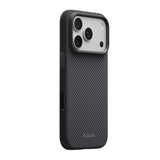 Apple iPhone 18 Pro Kılıf M-safe Şarj Özellikli Aramid Karbon Fiber Pitaka Military-Grade Classic Serisi New Logo Black-Grey Twill Kapak