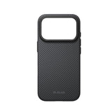 Apple iPhone 18 Pro Kılıf M-safe Şarj Özellikli Aramid Karbon Fiber Pitaka Military-Grade Classic Serisi New Logo Black-Grey Twill Kapak