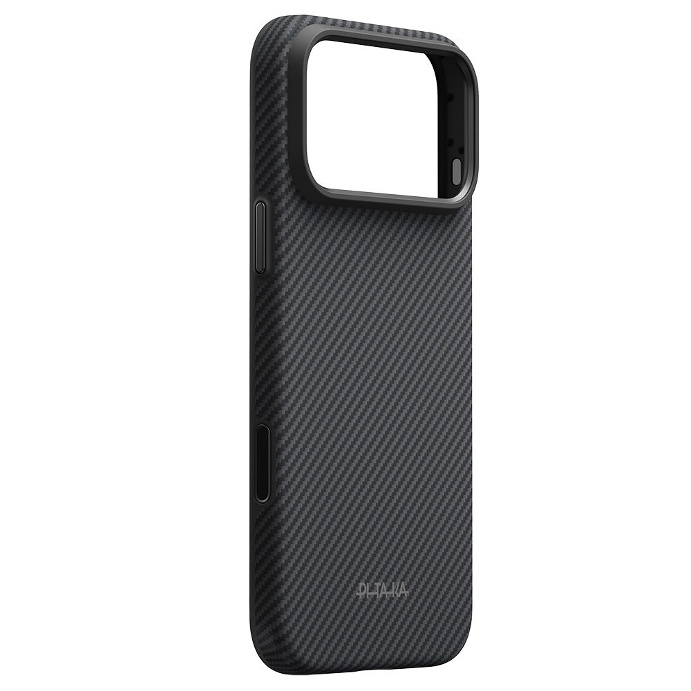 Apple iPhone 18 Pro Kılıf M-safe Şarj Özellikli Aramid Karbon Fiber Pitaka Military-Grade Classic Serisi New Logo Black-Grey Twill Kapak