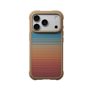 Apple iPhone 18 Pro Kılıf M-safe Şarj Özellikli Aramid Karbon Fiber Pitaka Sunset 2.0 California Dream Serisi Cairn Kapak