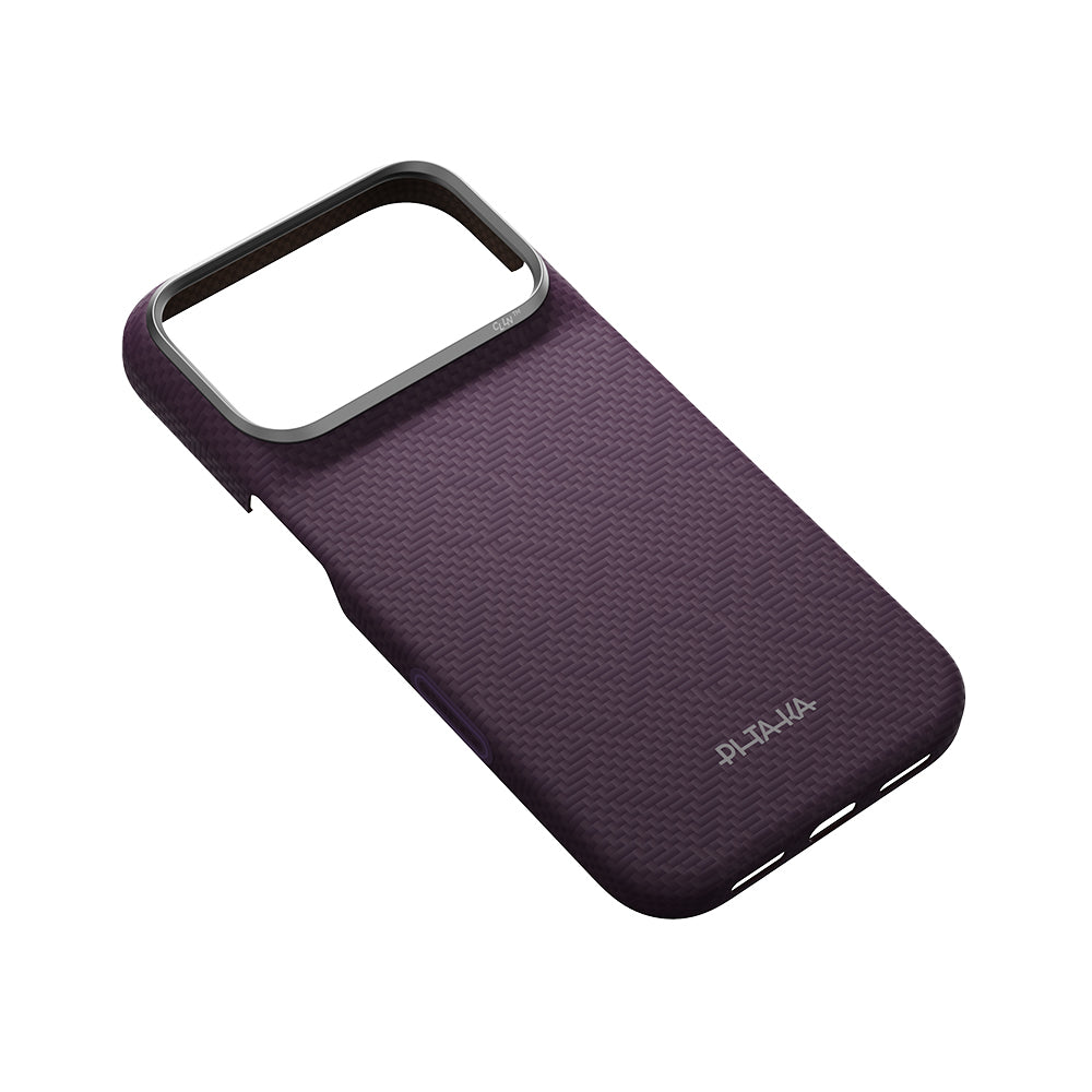 Apple iPhone 18 Pro Kılıf M-safe Şarj Özellikli Aramid Karbon Fiber Pitaka Weaving Serisi Kapak