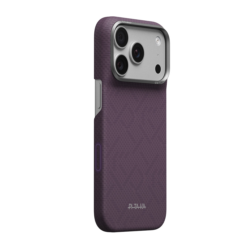 Apple iPhone 18 Pro Kılıf M-safe Şarj Özellikli Aramid Karbon Fiber Pitaka Weaving Serisi Kapak
