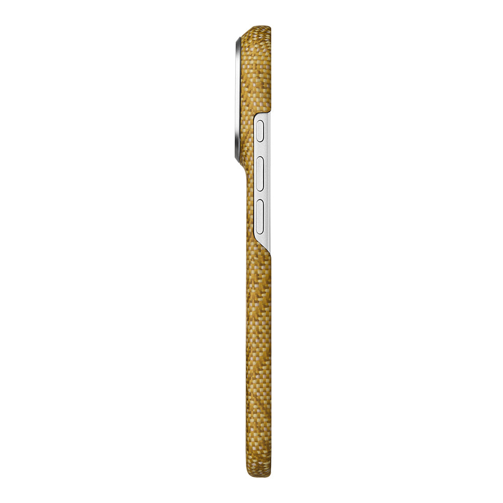 Apple iPhone 18 Pro Kılıf M-safe Şarj Özellikli Aramid Karbon Fiber Pitaka Wind Over Wheat Serisi Kapak