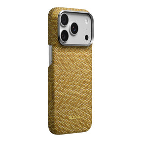 Apple iPhone 18 Pro Kılıf M-safe Şarj Özellikli Aramid Karbon Fiber Pitaka Wind Over Wheat Serisi Kapak