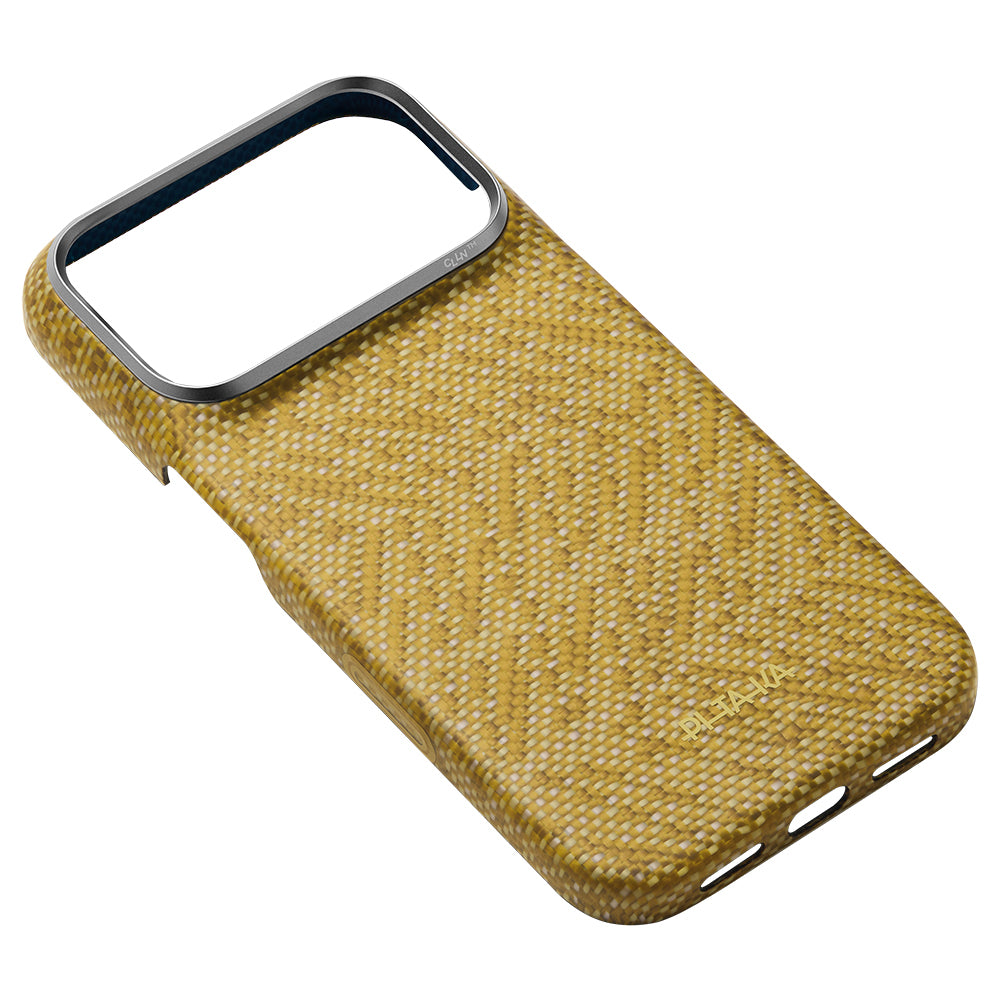 Apple iPhone 18 Pro Kılıf M-safe Şarj Özellikli Aramid Karbon Fiber Pitaka Wind Over Wheat Serisi Kapak