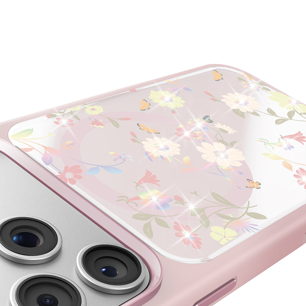 Apple iPhone 18 Pro Kılıf M-safe Şarj Özellikli Çiçek Tasarımlı Mutural Flower Serisi Kapak