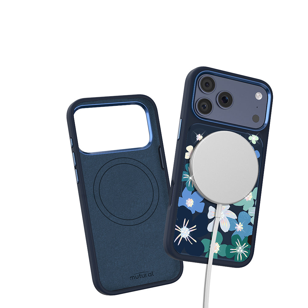 Apple iPhone 18 Pro Kılıf M-safe Şarj Özellikli Çiçek Tasarımlı Mutural Flower Serisi Kapak