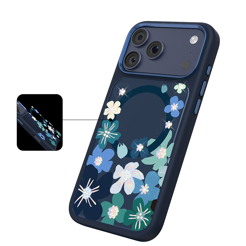 Apple iPhone 18 Pro Kılıf M-safe Şarj Özellikli Çiçek Tasarımlı Mutural Flower Serisi Kapak