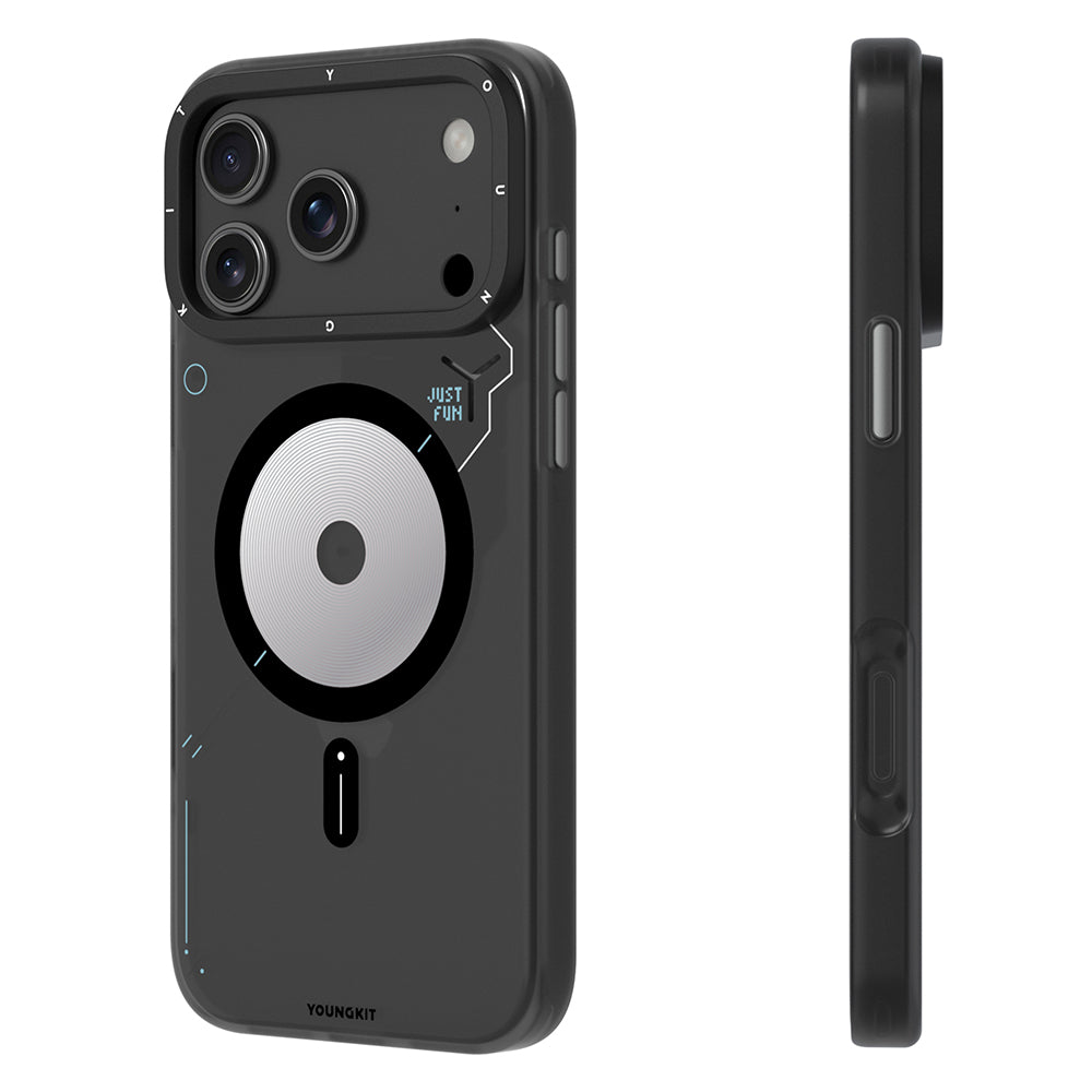 Apple iPhone 18 Pro Kılıf M-safe Şarj Özellikli Disk Desenli Youngkit Disc Battle Kapak