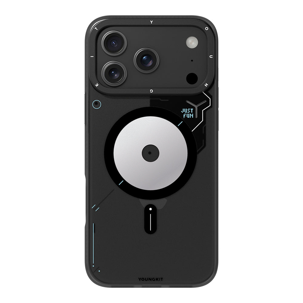 Apple iPhone 18 Pro Kılıf M-safe Şarj Özellikli Disk Desenli Youngkit Disc Battle Kapak