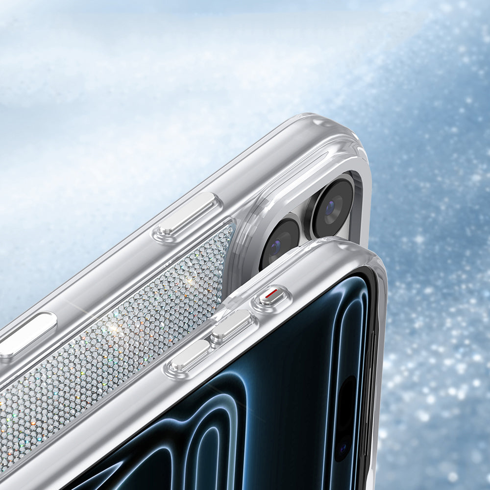 Apple iPhone 18 Pro Kılıf M-Safe Şarj Özellikli El İşlemeli Swarovski Taşlı Zore Paris Riva Sert PC Kapak