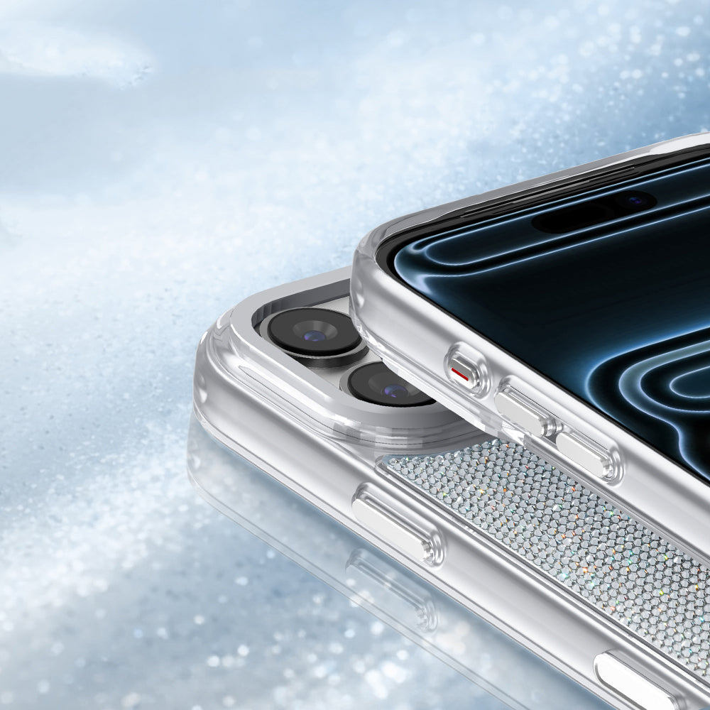 Apple iPhone 18 Pro Kılıf M-Safe Şarj Özellikli El İşlemeli Swarovski Taşlı Zore Paris Riva Sert PC Kapak