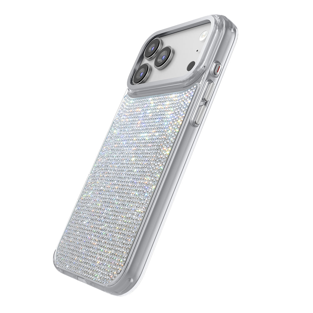 Apple iPhone 18 Pro Kılıf M-Safe Şarj Özellikli El İşlemeli Swarovski Taşlı Zore Paris Riva Sert PC Kapak
