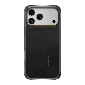 Apple iPhone 18 Pro Kılıf M-safe Şarj Özellikli Metal Kamera Çerçeveli Raptic Aramid Dual Karbon Fiber Mondrian Serisi Kapak