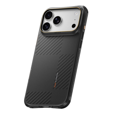 Apple iPhone 18 Pro Kılıf M-safe Şarj Özellikli Metal Kamera Çerçeveli Raptic Aramid Dual Karbon Fiber Mondrian Serisi Kapak