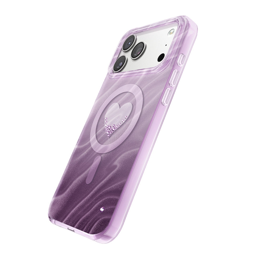 Apple iPhone 18 Pro Kılıf M-Safe Şarj Özellikli Orjinal Swarovski Taşlı Zore Paris Rovix Sert PC Kapak