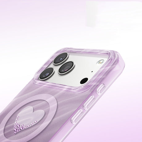 Apple iPhone 18 Pro Kılıf M-Safe Şarj Özellikli Orjinal Swarovski Taşlı Zore Paris Rovix Sert PC Kapak
