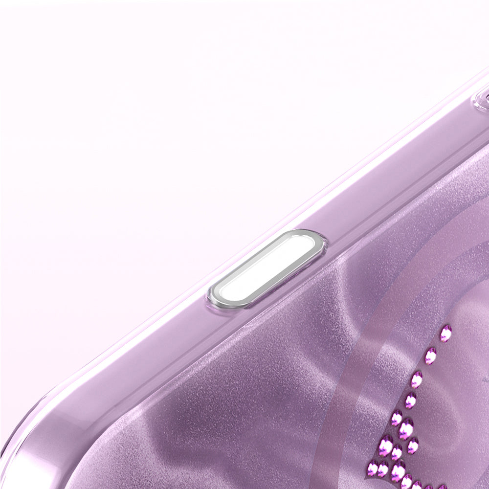 Apple iPhone 18 Pro Kılıf M-Safe Şarj Özellikli Orjinal Swarovski Taşlı Zore Paris Rovix Sert PC Kapak